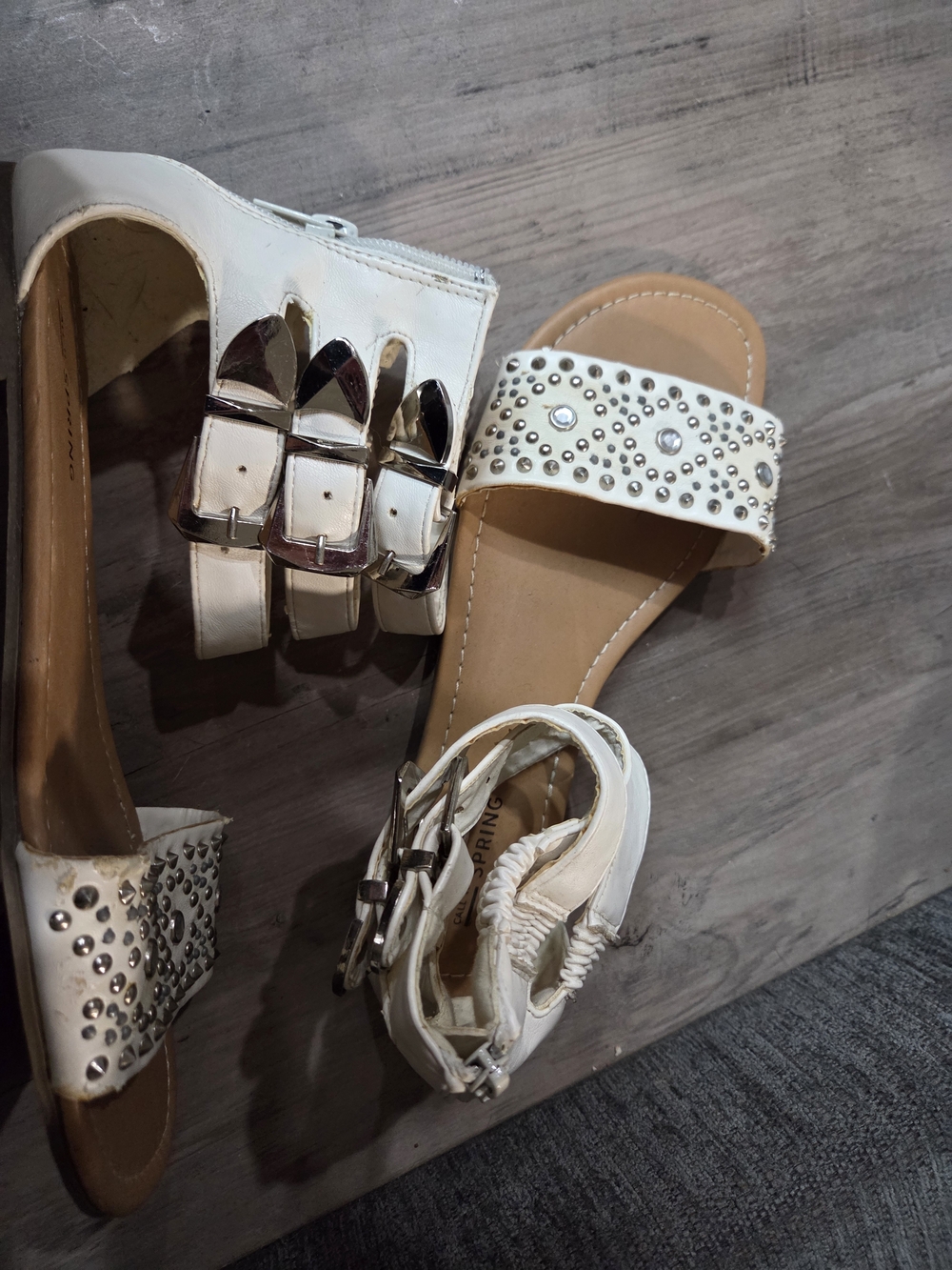 White Studded Women’s Slide Sandals